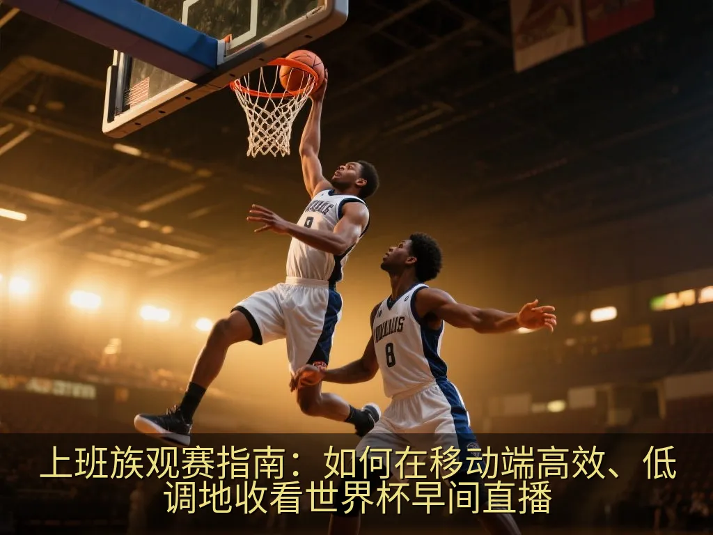 戴着无线耳机的白领在办公室内专注工作，手机屏幕上显示着绿茵场比赛画面